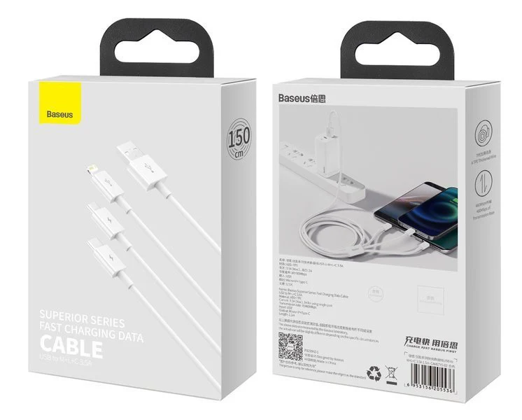 Baseus Superior | 3-in-1 USB - USB-C Micro Lightning 3.5A cable – bilde 11