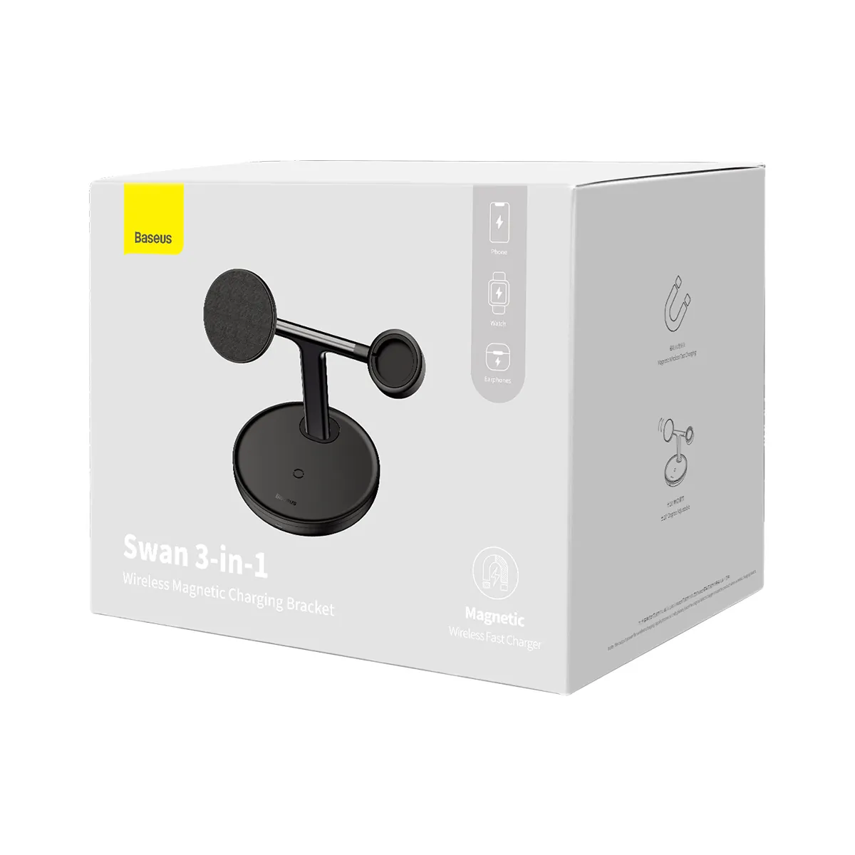 Baseus Swan | Trådløs ladestasjon 3-i-1 for iPhone, Apple Watch og AirPods – Svart – bilde 7