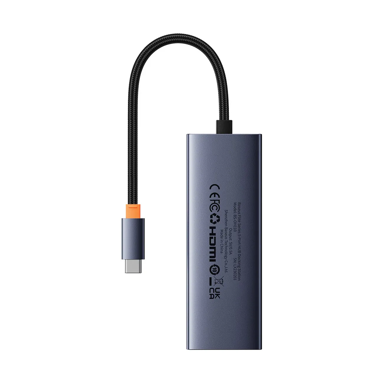 Baseus UltraJoy Series | USB-C-hub 5-i-1 HDMI 4K og 4x USB-A 3.0 – Grå (ny versjon)