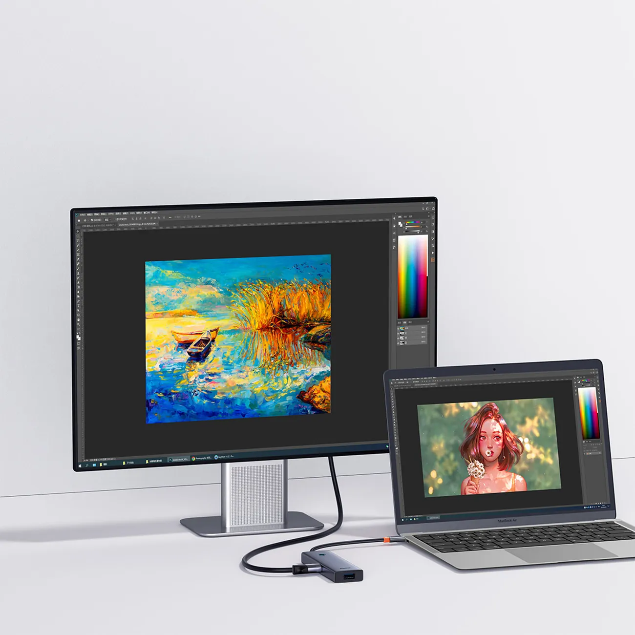 Baseus UltraJoy Series | USB-C-hub 5-i-1 HDMI 4K og 4x USB-A 3.0 – Grå (ny versjon) – bilde 7