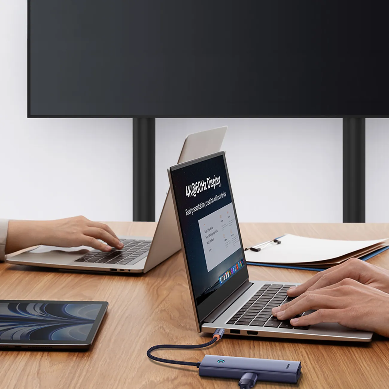 Baseus UltraJoy Series | USB-C-hub 5-i-1 HDMI 4K og 4x USB-A 3.0 – Grå (ny versjon) – bilde 8