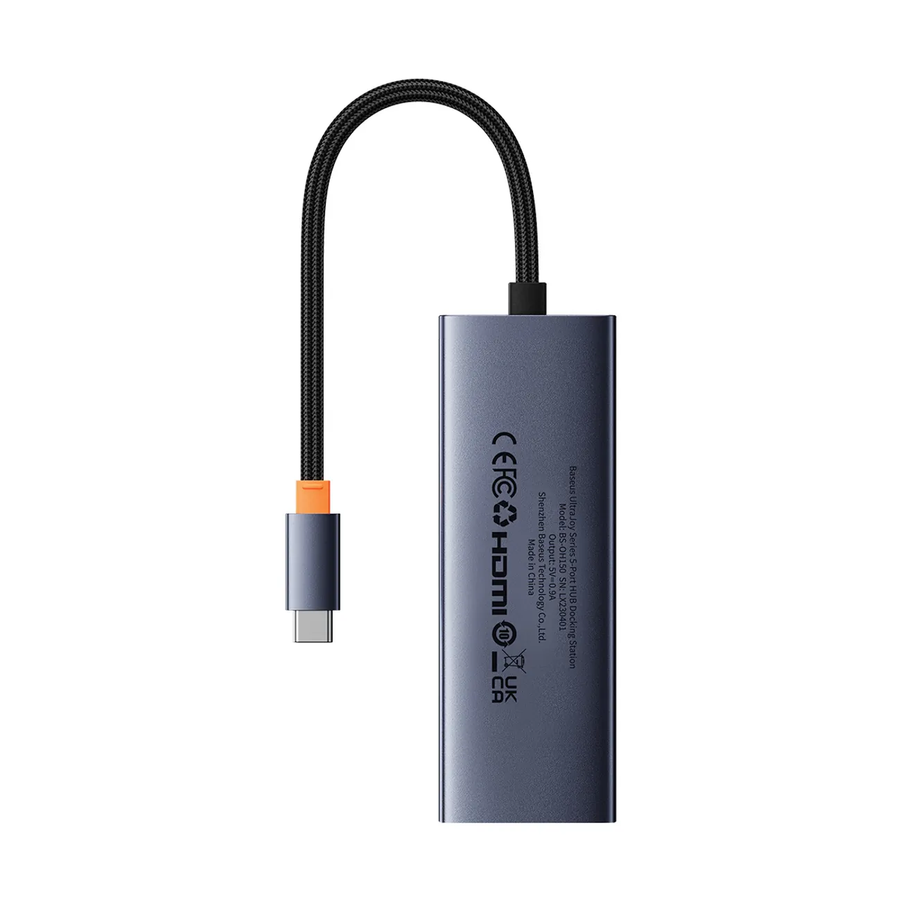 Baseus UltraJoy Series | USB-C-hub 5-i-1 HDMI 4K og 4x USB-A 3.0 – Grå – bilde 2