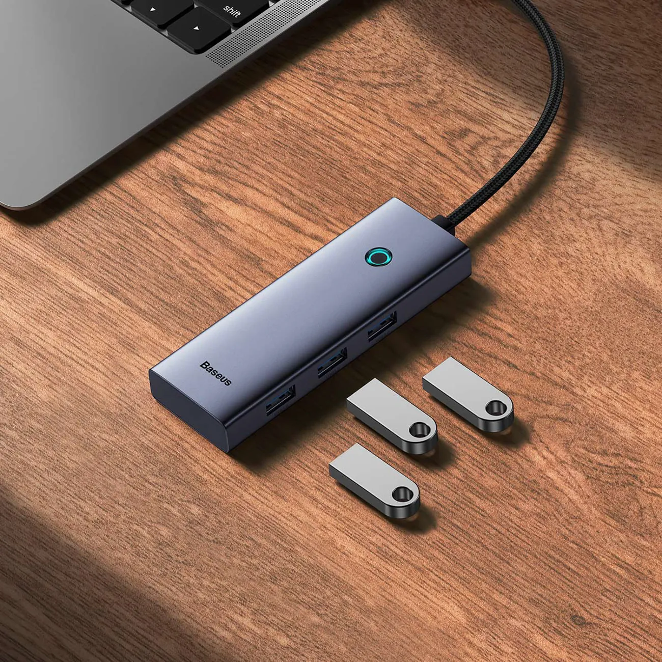 Baseus UltraJoy Series | USB-C-hub 5-i-1 HDMI 4K og 4x USB-A 3.0 – Grå – bilde 6
