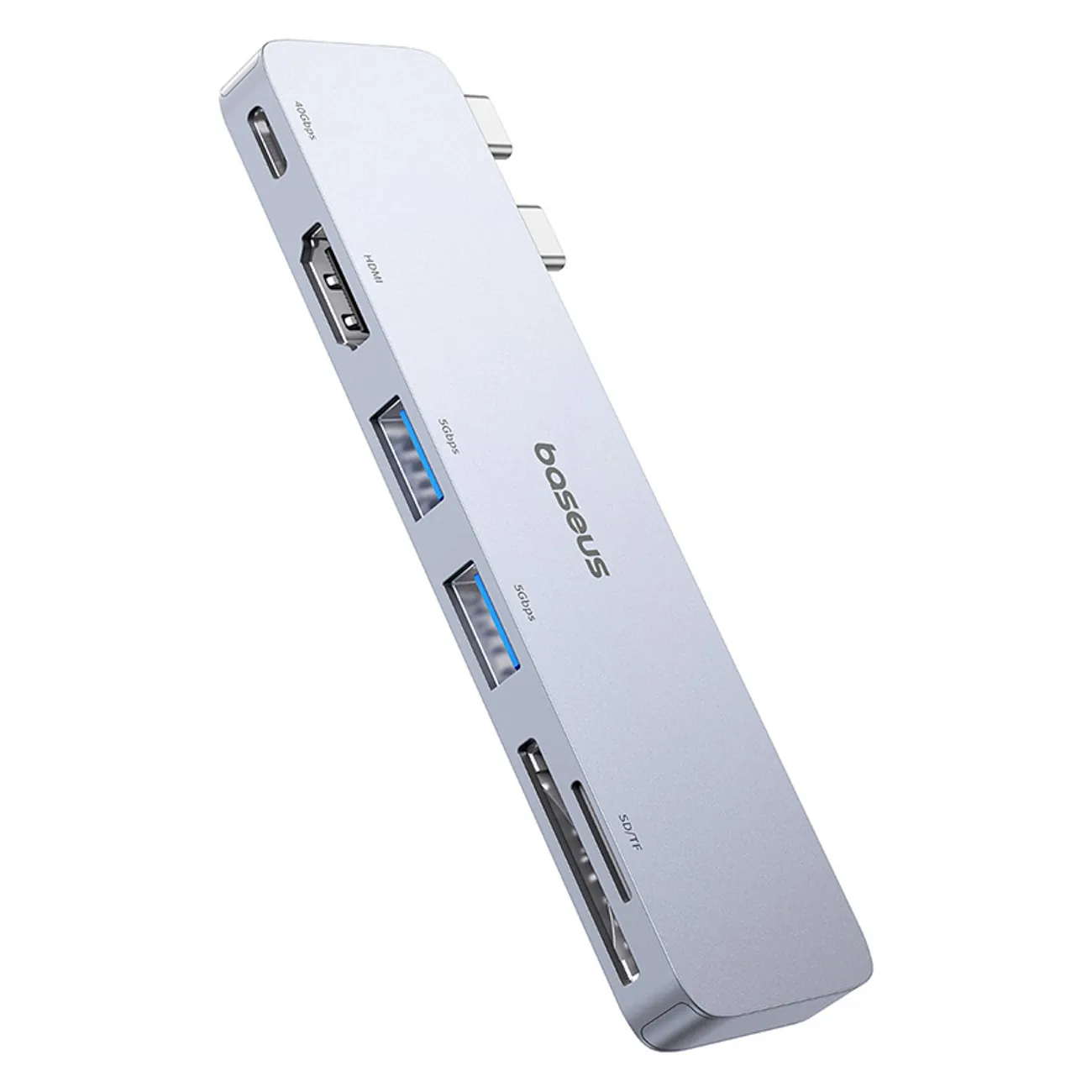 Baseus UltraJoy Series | USB-C-hub 6-i-1 med HDMI 4K og SD/microSD-leser – Grå