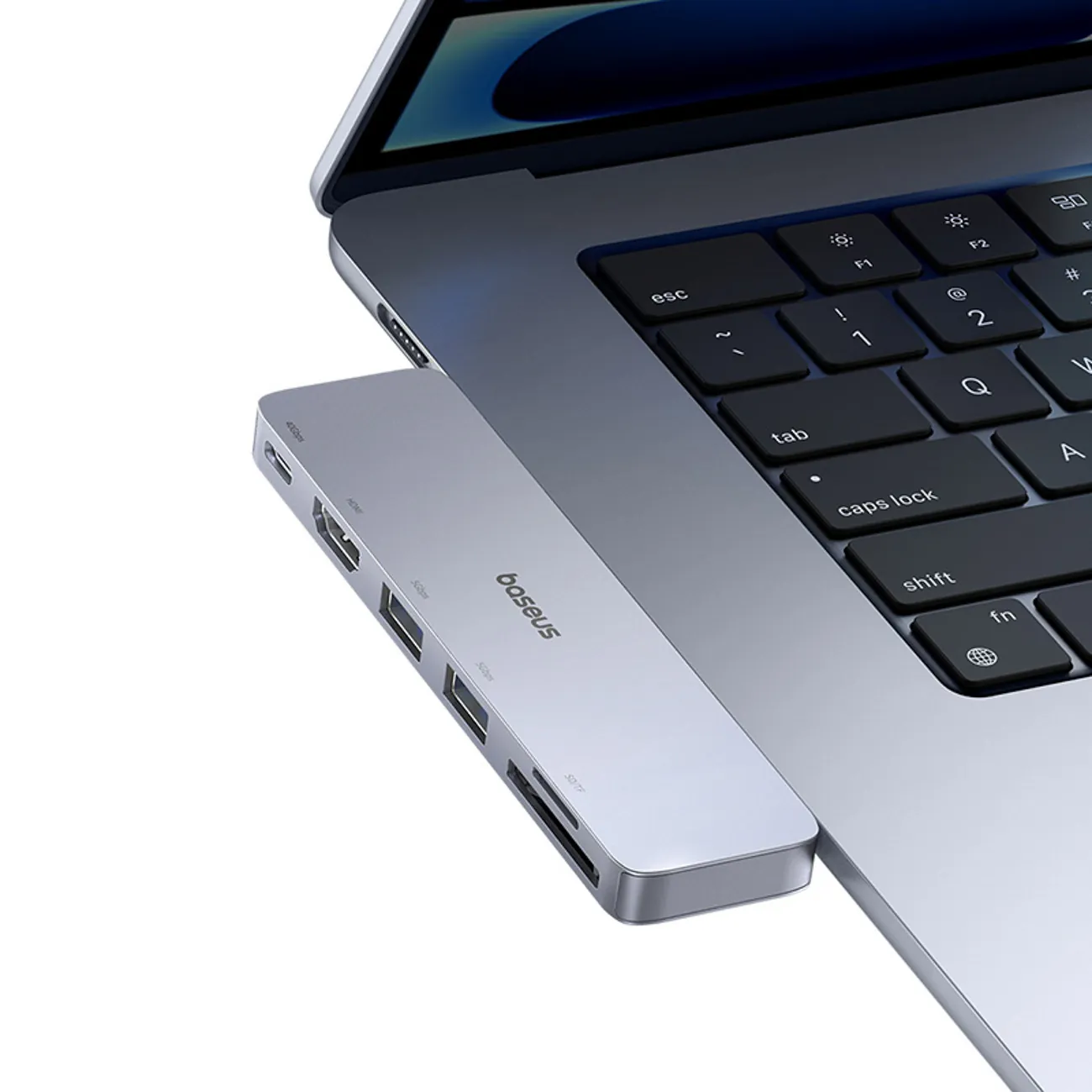 Baseus UltraJoy Series | USB-C-hub 6-i-1 med HDMI 4K og SD/microSD-leser – Grå – bilde 4