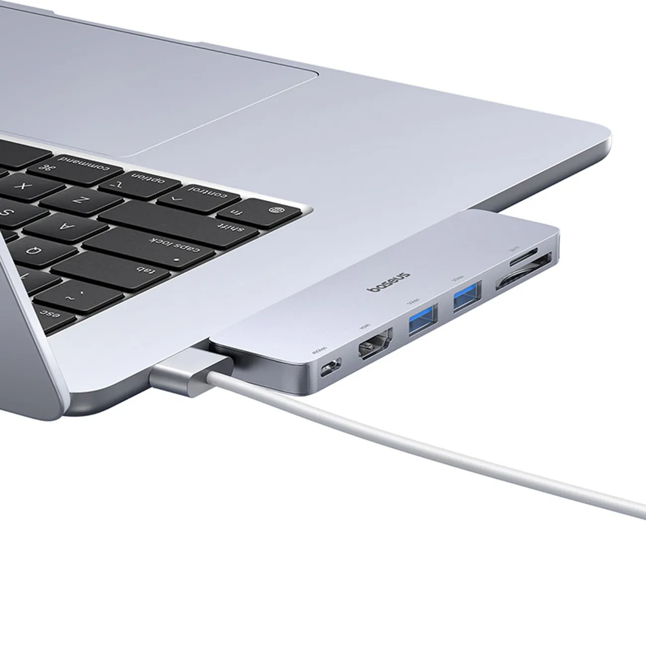 Baseus UltraJoy Series | USB-C-hub 6-i-1 med HDMI 4K og SD/microSD-leser – Grå – bilde 5