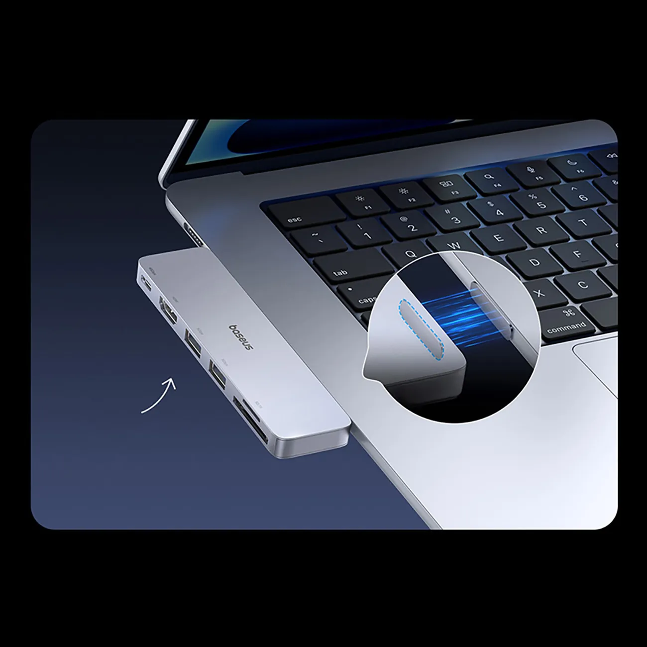 Baseus UltraJoy Series | USB-C-hub 6-i-1 med HDMI 4K og SD/microSD-leser – Grå – bilde 7
