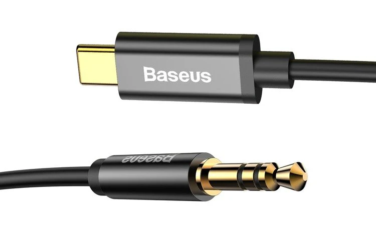 Baseus Yiven M01 | Gullbelagt AUX lydkabeladapter fra Type-C USB-C til Mini Jack 3,5 mm 120cm