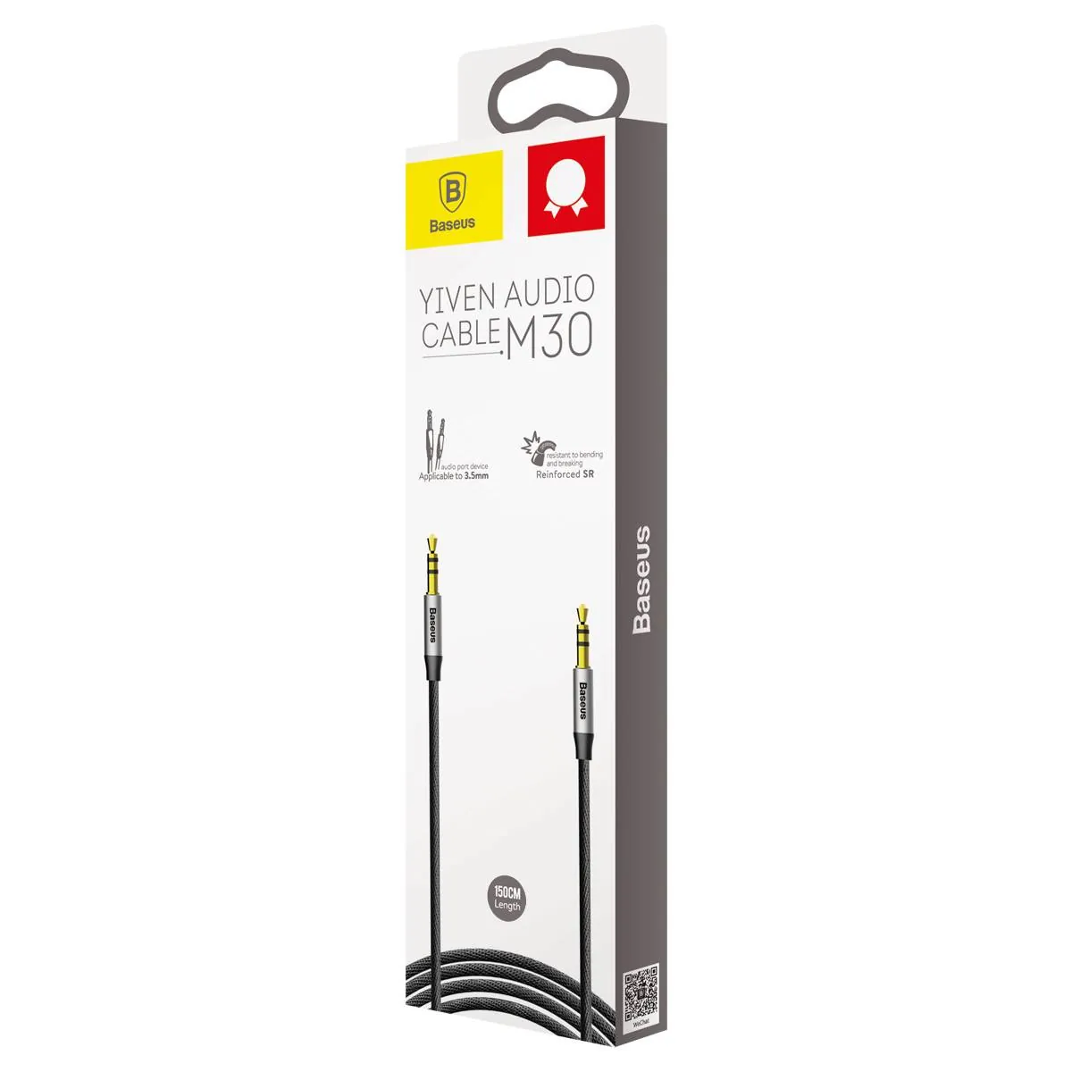 Baseus Yiven M30 | AUX-lydkabel mini-jack 3,5 mm 1,5 m – Sølv/svart – bilde 8