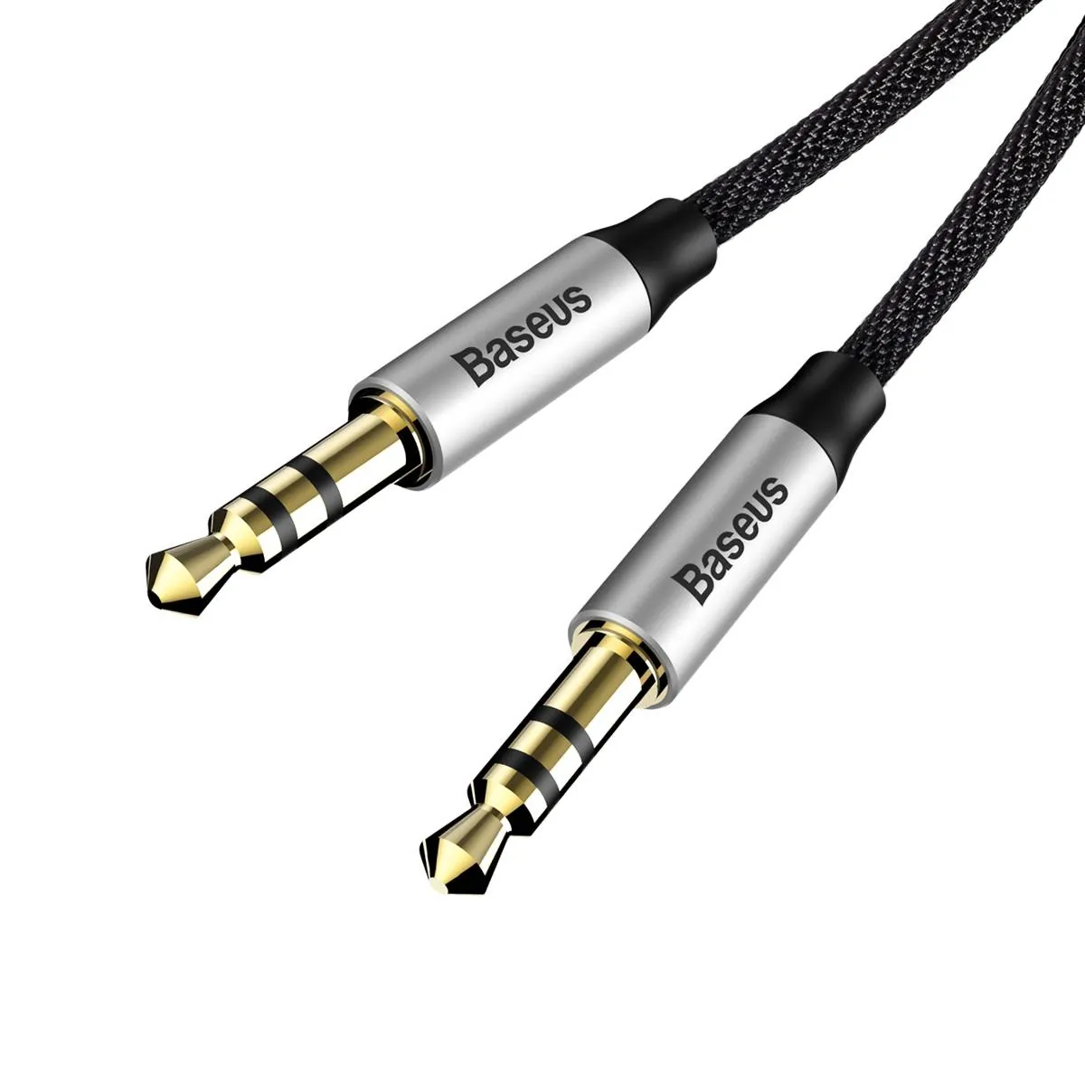 Baseus Yiven M30 | AUX-lydkabel mini-jack 3,5 mm 1 m – Sølv/svart – bilde 4