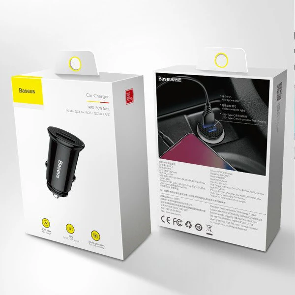 Billader Baseus Circular Plastic | USB-A Type-C USB-C PD 30W QC 3.0 SCP 5A – bilde 10