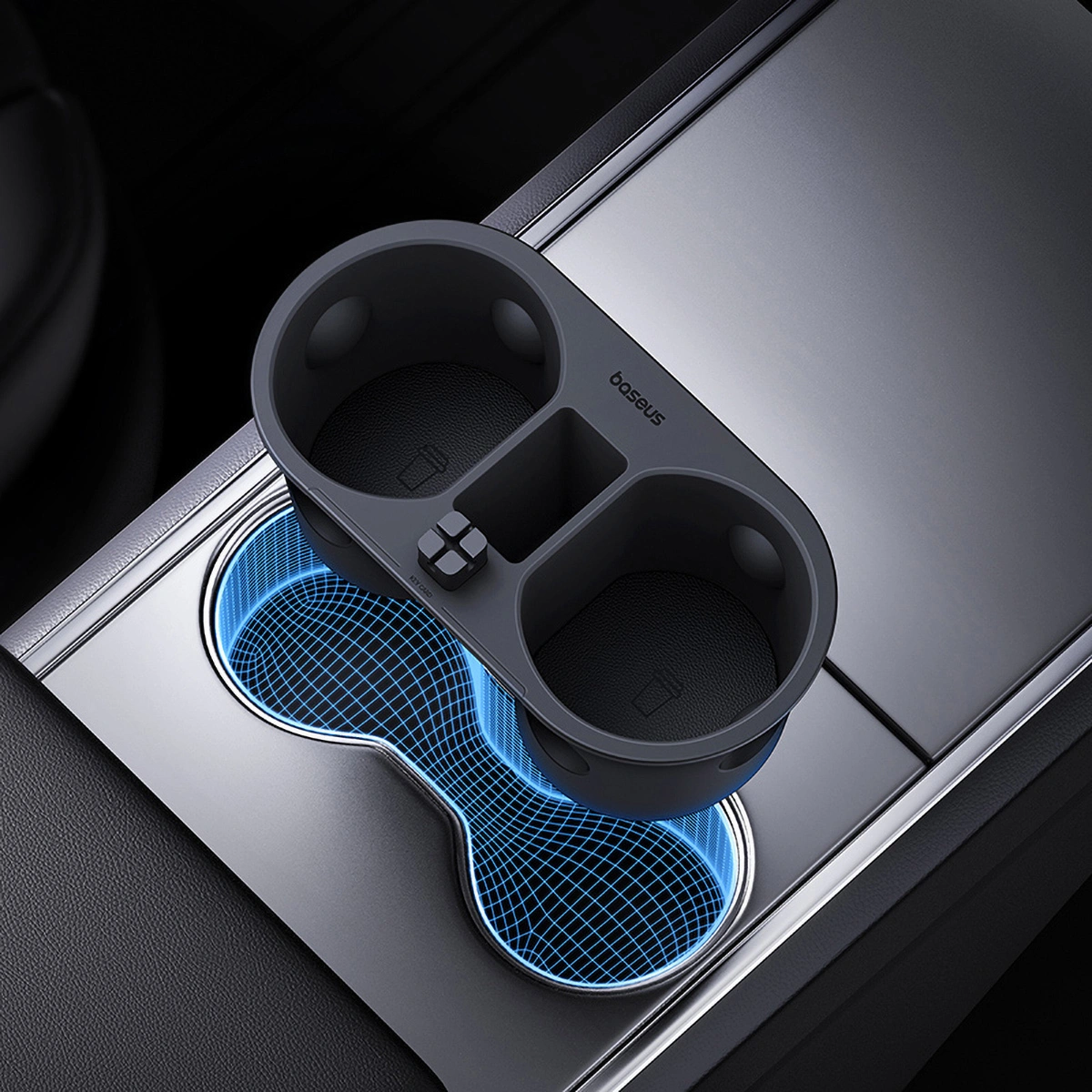 Koppholder innlegg Tesla Model 3 2020 - 2023 / Tesla Model Y 2020 -> │ Grå Baseus T-Space Series Cup Holder for Tesla Twilight Grey – bilde 10