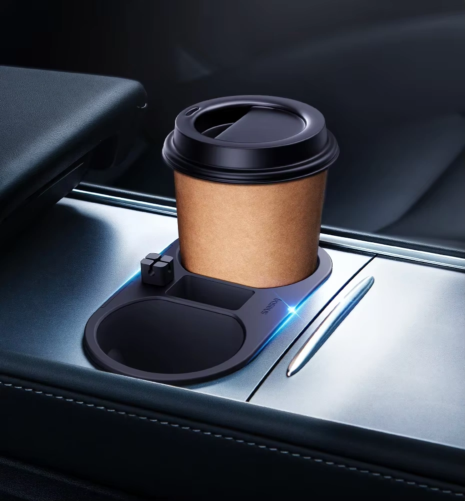 Koppholder innlegg Tesla Model 3 2020 - 2023 / Tesla Model Y 2020 -> │ Grå Baseus T-Space Series Cup Holder for Tesla Twilight Grey – bilde 11