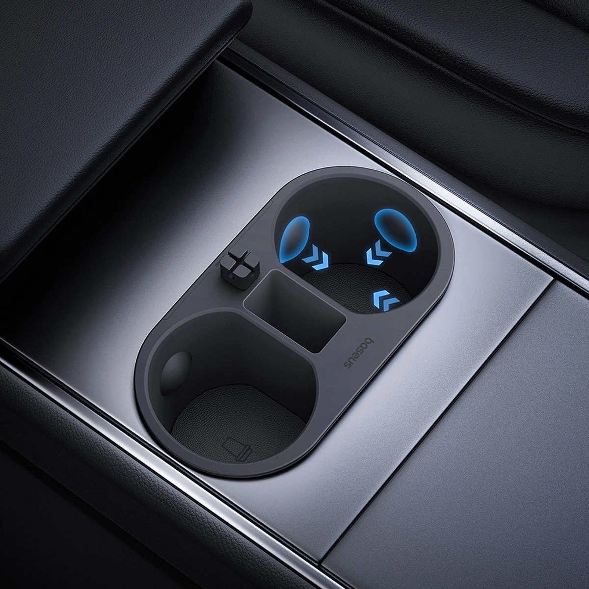 Koppholder innlegg Tesla Model 3 2020 - 2023 / Tesla Model Y 2020 -> │ Grå Baseus T-Space Series Cup Holder for Tesla Twilight Grey – bilde 9