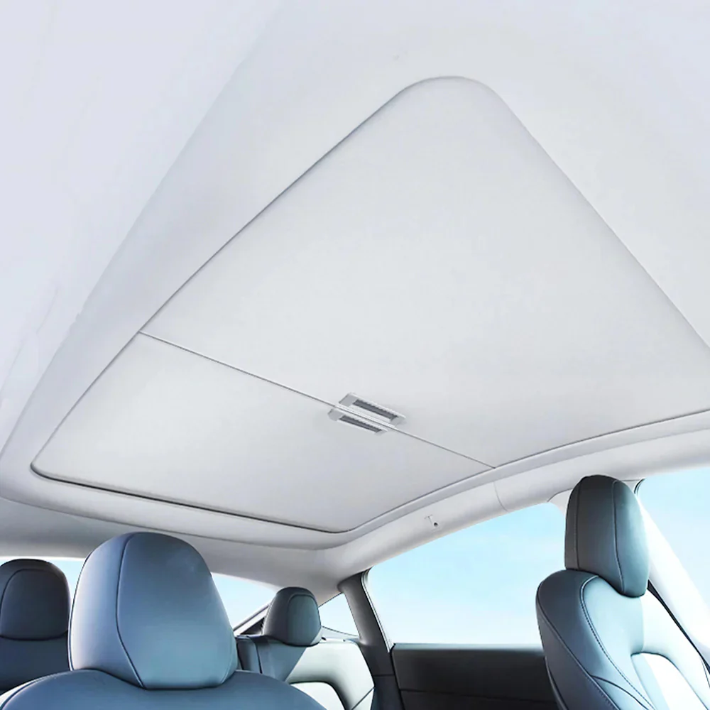 Solskjerm til takvindu Tesla Model 3 2017 - 2023 │ Soltak beskyttelse Baseus T-Space Series Car Skylight Sunshade Double Layer Version Moon White – bilde 13