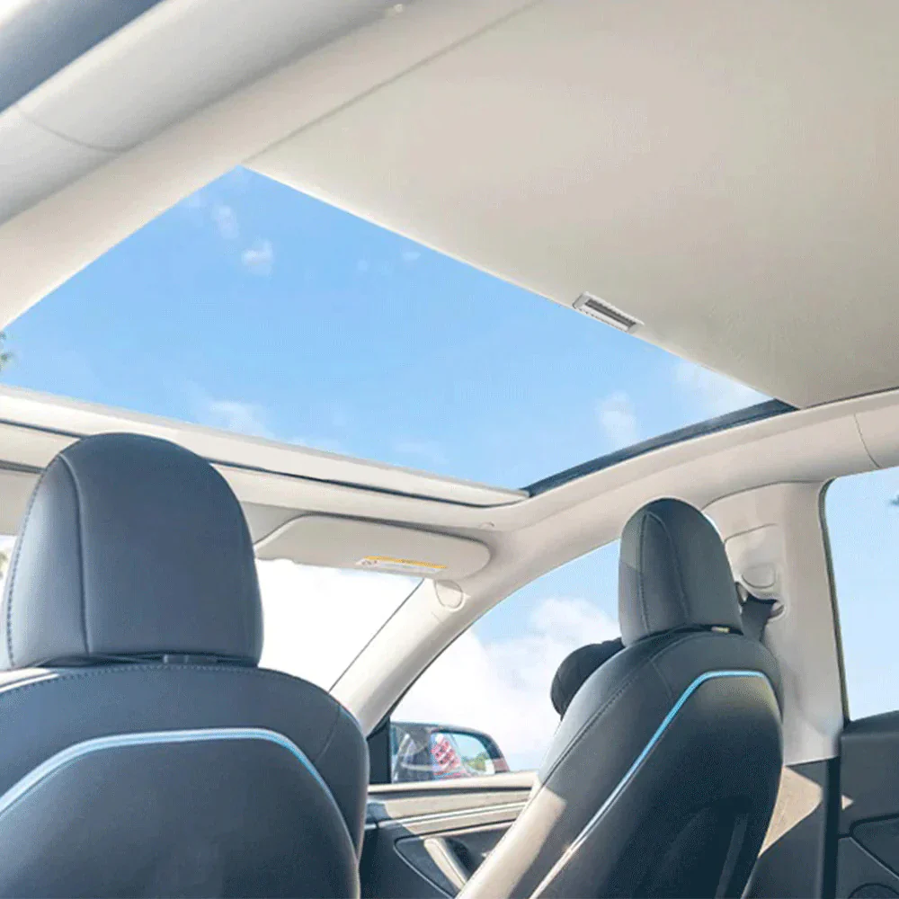 Solskjerm til takvindu Tesla Model 3 2017 - 2023 │ Soltak beskyttelse Baseus T-Space Series Car Skylight Sunshade Double Layer Version Moon White – bilde 16