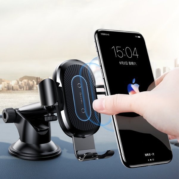 Baseus Wireless Charger Gravity Car Mount | Bilholder med trådløs lading Qi 10W for frontrute og dashbord