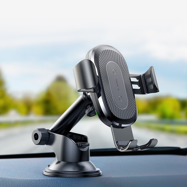 Baseus Wireless Charger Gravity Car Mount | Bilholder med trådløs lading Qi 10W for frontrute og dashbord