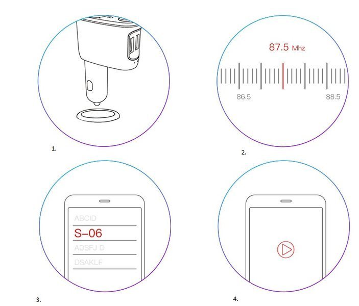 Baseus T typed | FM-sender med Bluetooth MP3 og 2x USB-lader TF microSD 3.4A CCMT000001