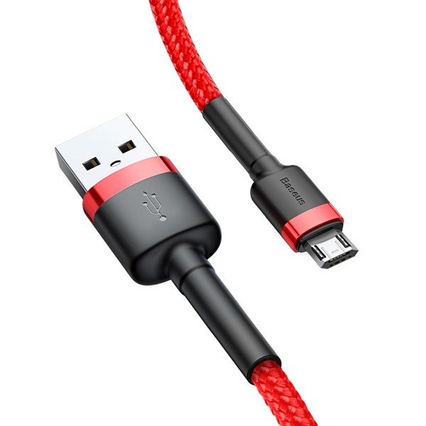 Baseus Cafule | Nylon dobbeltsidig USB til Micro USB-kabel 200cm | svart-rød