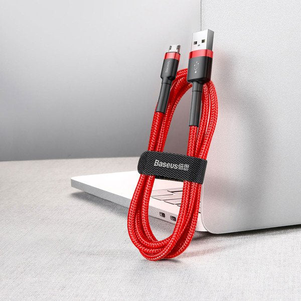 Baseus Cafule | Nylon dobbeltsidig USB til Micro USB-kabel 200cm | svart-rød