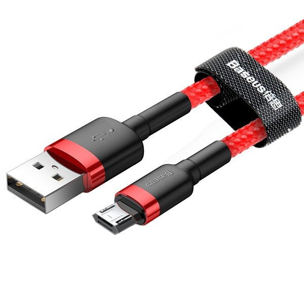 Baseus Cafule | Nylon dobbeltsidig USB til Micro USB-kabel 200cm | svart-rød