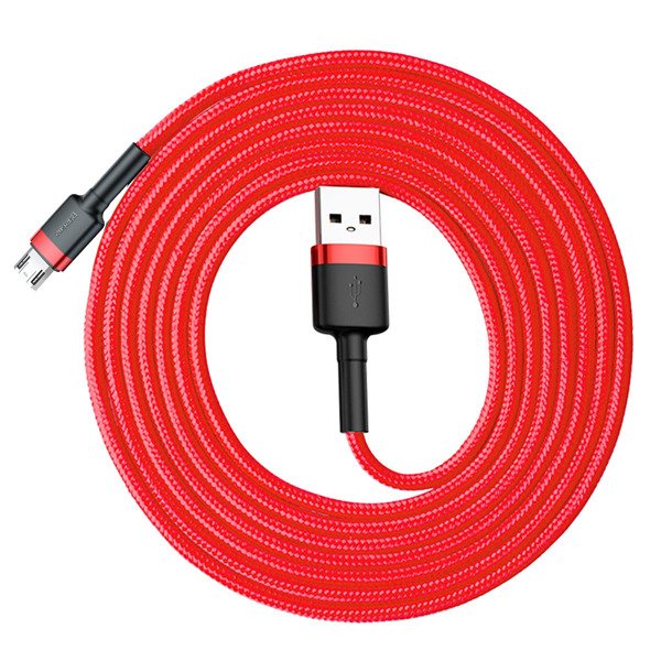 Baseus Cafule | Nylon dobbeltsidig USB til Micro USB-kabel 200cm | svart-rød