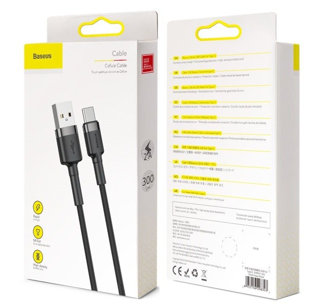 Baseus Cafule | Forsterket USB USB-C Type-C Quick Charge 2A 3m kabel