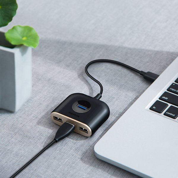 Baseus Square round | 4-i-1 USB 3.0 HUB-adapter til USB 3.0 x1 + USB 2.0 x3