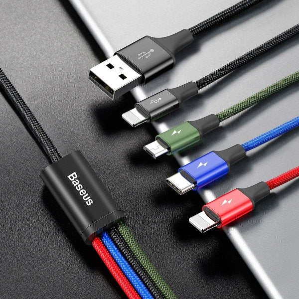 Baseus Fast 4-in-1 | 4-i-1 USB-kabel for 2x Lightning (iPhone) + Micro + Type-C 3.5A 1.2m