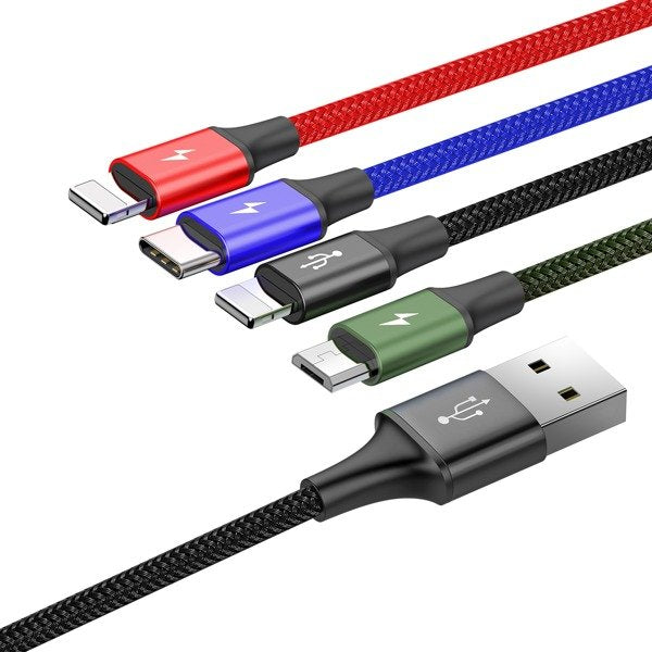 Baseus Fast 4-in-1 | 4-i-1 USB-kabel for 2x Lightning (iPhone) + Micro + Type-C 3.5A 1.2m