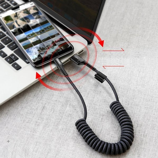 Baseus Fish eye | Elastisk forsterket fjær USB-C Type-C-kabel 1m