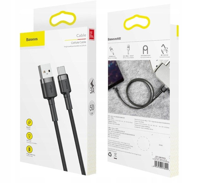 Baseus Cafule Cable | Nylon USB-C Type-C Quick Charge 3.0-kabel 50cm 3A