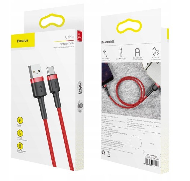 Baseus Cafule Cable | Nylon USB-C Type-C Quick Charge 3.0-kabel 100cm 3A