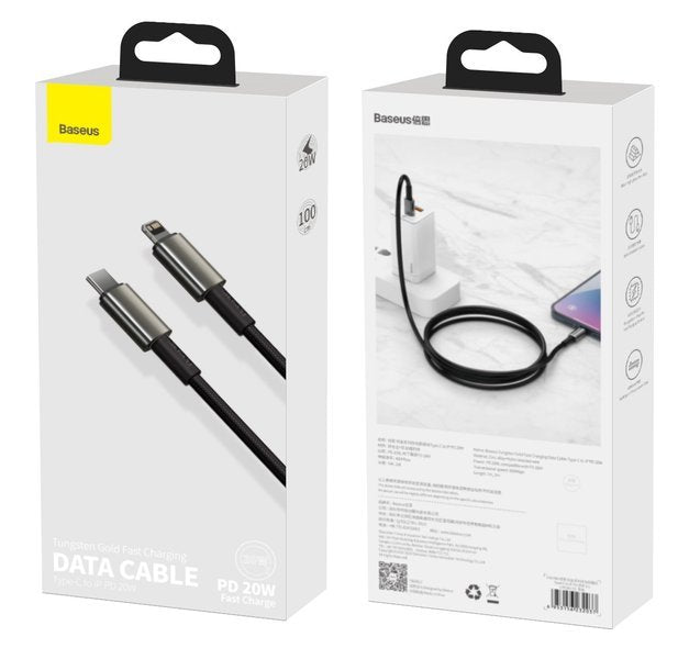 Baseus Tungsten Gold | USB-C - Lightning-kabel til iPhone Power Delivery 20W 1m