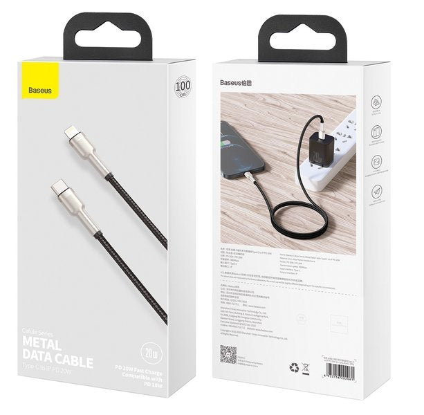 Baseus Cafule Metal | USB-C Lightning PD 20W-kabel til iPhone og iPad, 1m