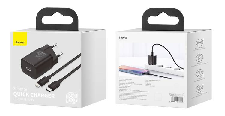 Baseus Super Si | Nettadapter USB-C PD 20W + Lightning-kabel 1m til iPhone