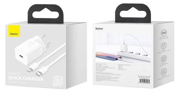 Baseus Super Si | Nettadapter USB-C PD 20W + Lightning-kabel 1m til iPhone