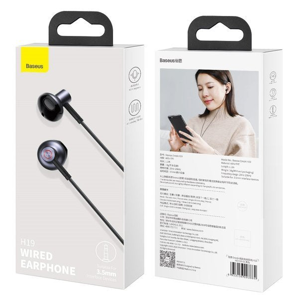 Baseus H19 | Wired in-ear headphones Mini Jack 3.5mm with HD microphone