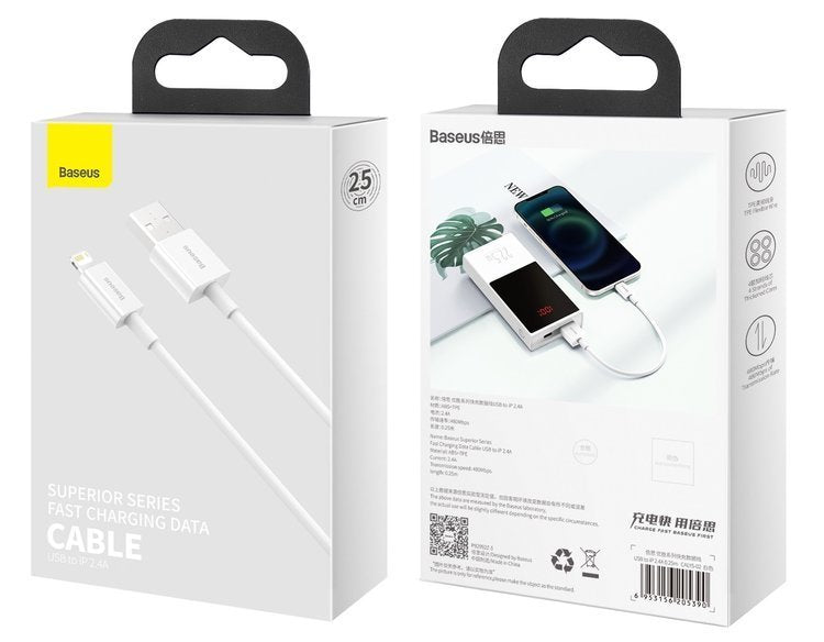 Baseus Superior Series | USB - Lightning cable for iPhone 6 7 8 X 11 12 2.4A 25cm