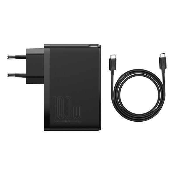 Baseus GaN2 Pro | Vegglader 4x USB USB-C QC 4.0 PD Huawei SCP Samsung AFC 100W + kabel