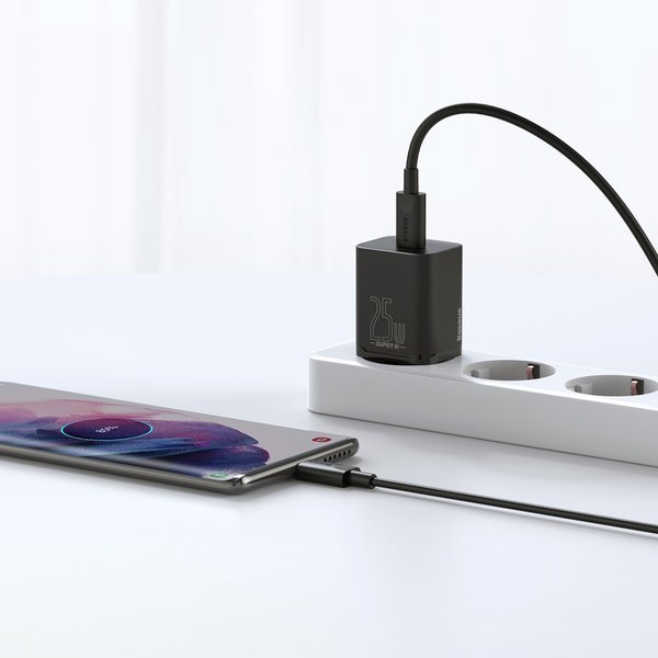 Baseus Super Si Sets | Vegglader + USB-C kabel 25W QC3.0 PD