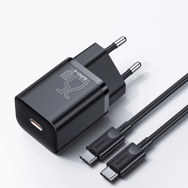 Baseus Super Si Sets | Vegglader + USB-C kabel 25W QC3.0 PD