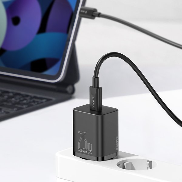 Baseus Super Si Sets | Vegglader + USB-C kabel 25W QC3.0 PD