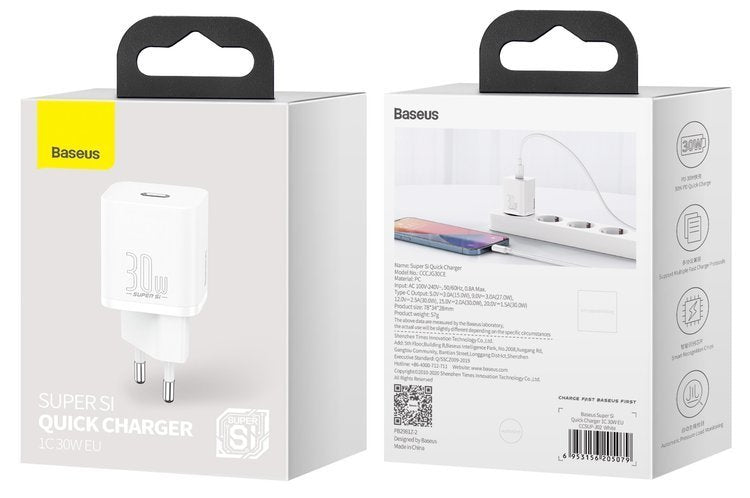 Baseus Super Si | Vegglader 30W USB-C Power Delivery Quick Charge QC 3.0