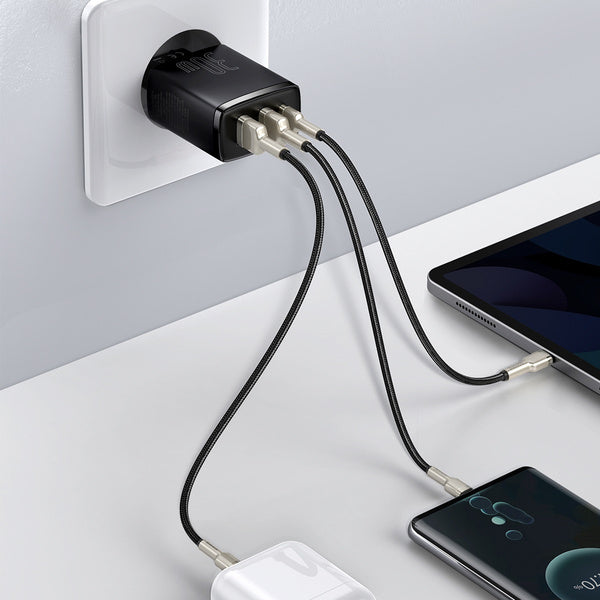 Baseus Compact 2U+C | Vegglader USB-C, 2x USB-A 30W PD QC3.0