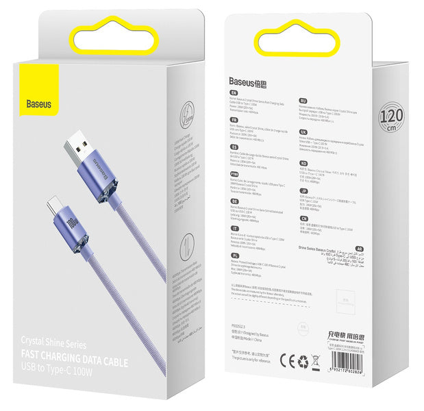 Baseus Crystal Shine | Kabel USB Type-C 100W 66W 6A for Huawei Honor 50 Pro