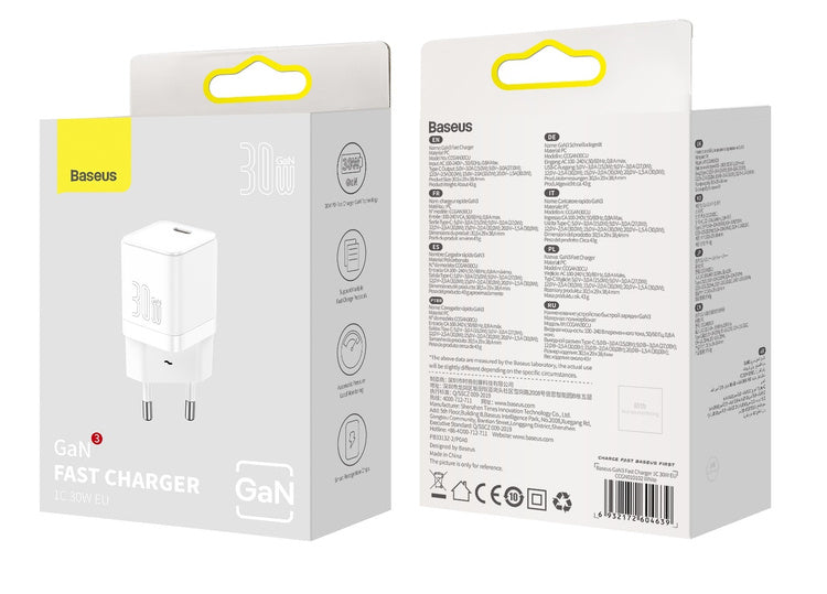 Baseus GAN3 1C | Vegglader med USB-C PD QC4.0 30W