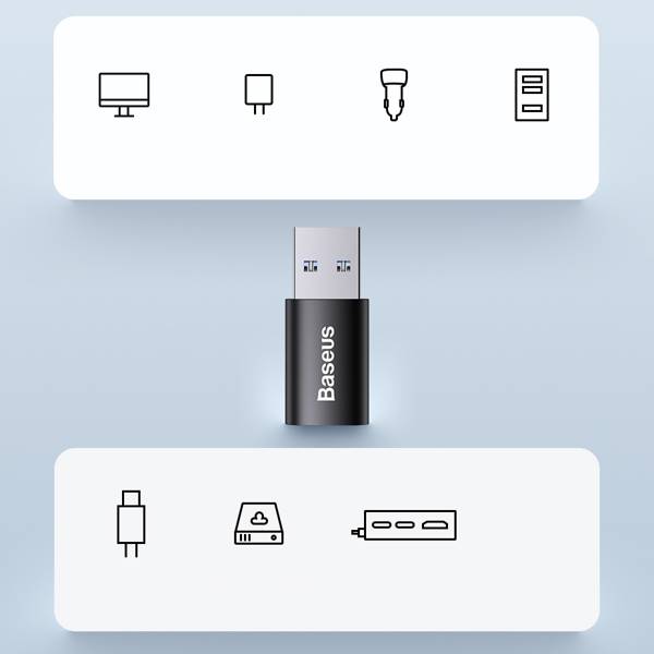 Baseus Ingenuity Series | Adapterovergang fra USB-A til USB-C OTG 10Gb/s