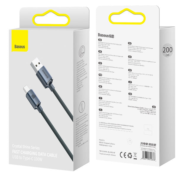 Baseus Crystal Shine | USB Type-C 100W 66W 6A kabel for Huawei Honor 50 Pro 2m